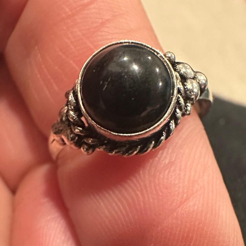 Elegant black TOURMALINE Sterling Silver Ring